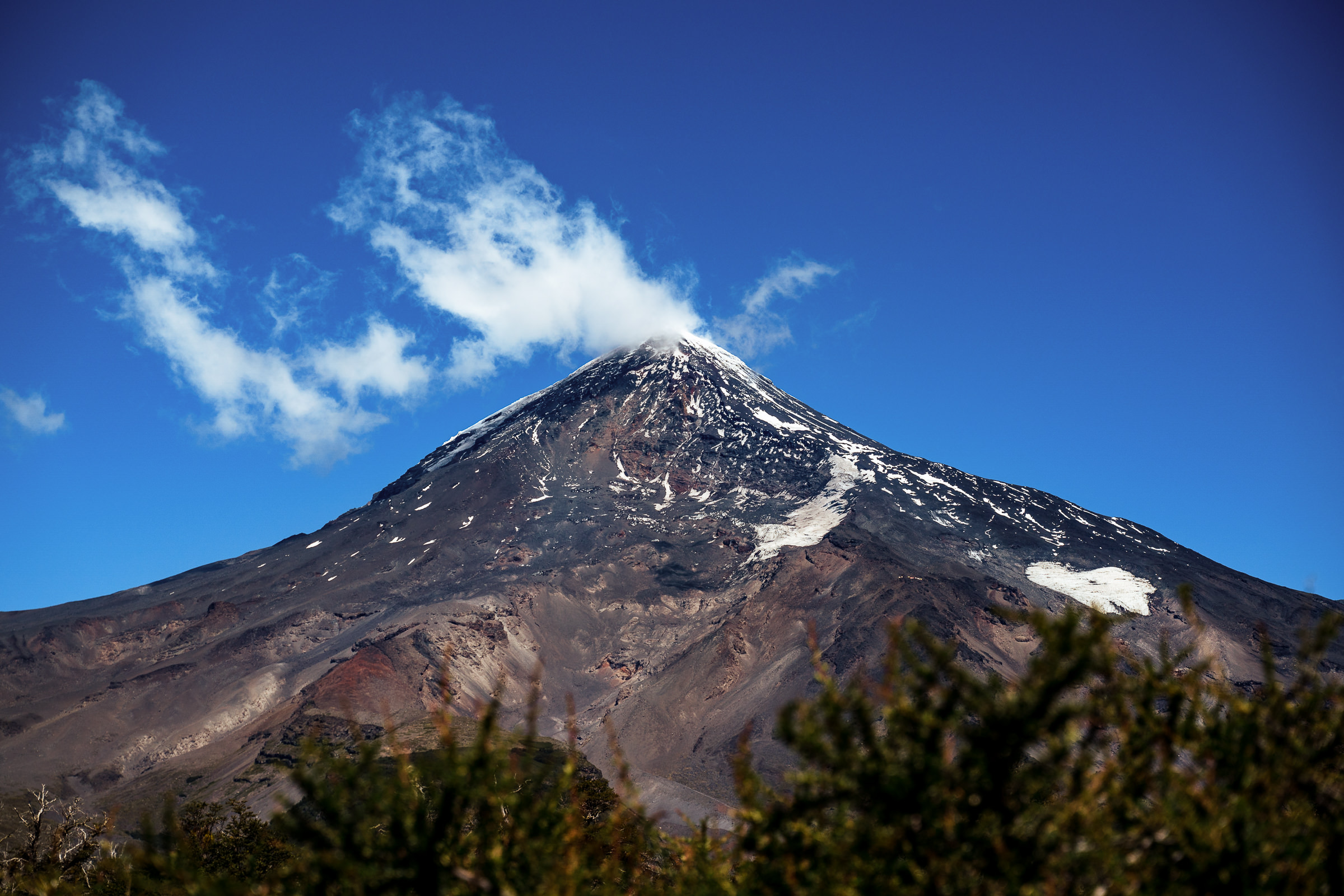 A snow capped Volcano landscape