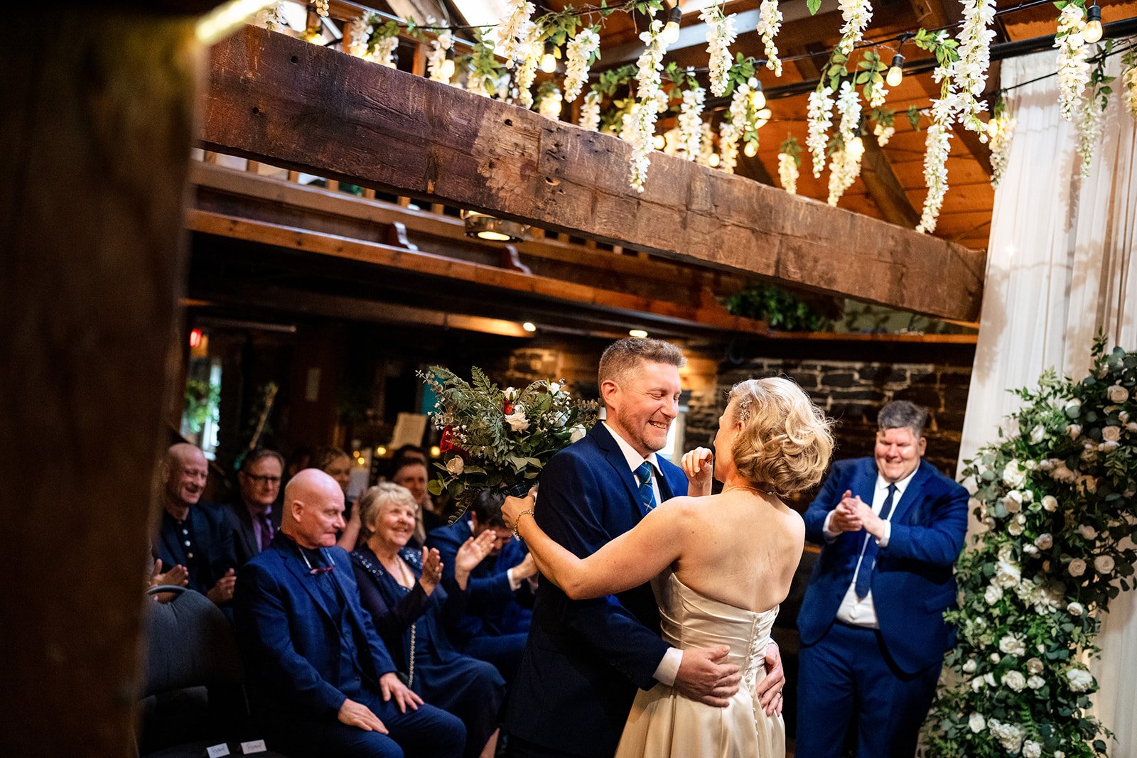 Bride and groom dancing at fun Downtown Halifax wedding.